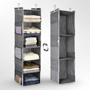6-Shelf Hanging Closet Organizer - Grey & Silver